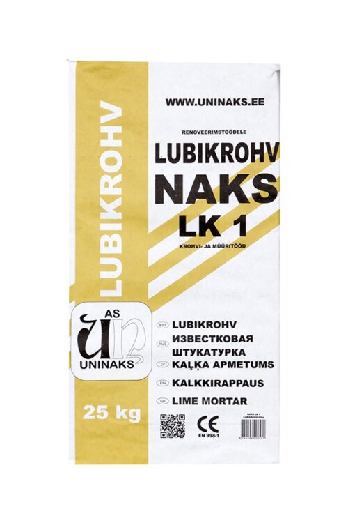 Kalkkirappaus NAKS LK1 25kg– kalkkilaasti sisä- ja ulkokäyttöön