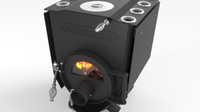 Ilmanlämmitin liesitasolla ja lasiluukkulla Colorado 00 (7 putkea)