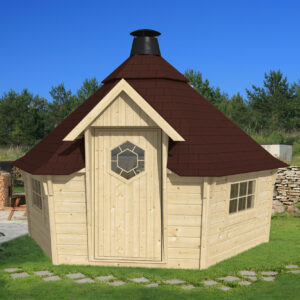 Grillikota kaltevilla seinillä 9,2m²