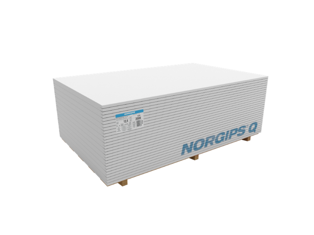 Kipsilevy Standard NORGIPS Q GKB 12,5 mm 1200×(2200–3300)mm