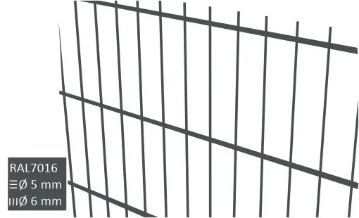 2D aitaelementti 6/5/6 RAL7016 harmaa