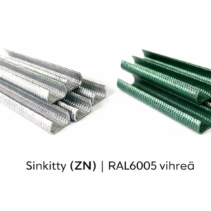 Teräsklipsit automaattisille pihdeille 20 mm – 1000 kpl (ZN / RAL6005)