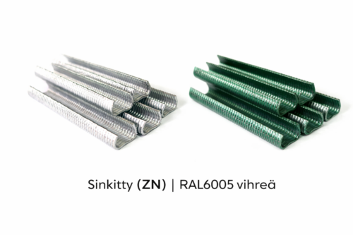 Teräsklipsit automaattisille pihdeille 20 mm – 1000 kpl (ZN / RAL6005)