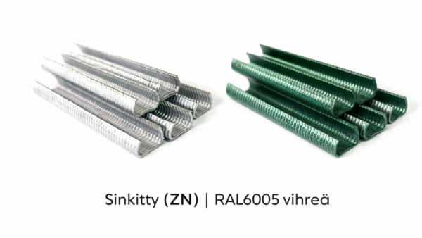 Teräsklipsit automaattisille pihdeille 20 mm – 1000 kpl (ZN / RAL6005)