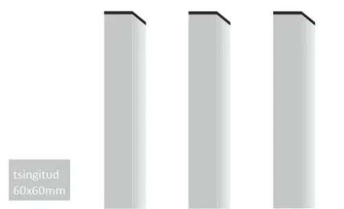 Kestävä kuumasinkitty aitatolppa 60x60mm, (seinämä 2mm)