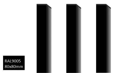 Kestävä aitatolppa 80x80 mm RAL9005 musta