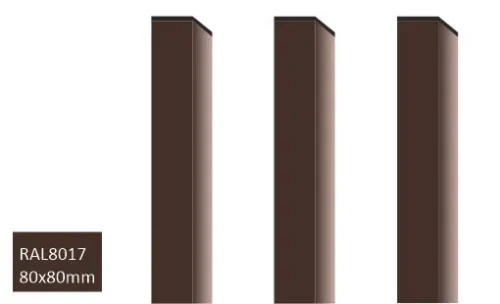 Kestävä aitatolppa 80x80 mm RAL8017 ruskea