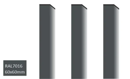 Kestävä aitatolppa 60x60 mm RAL7016 harmaa