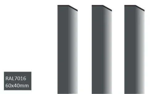 Kestävä aitatolppa 40x60 mm RAL7016 harmaa