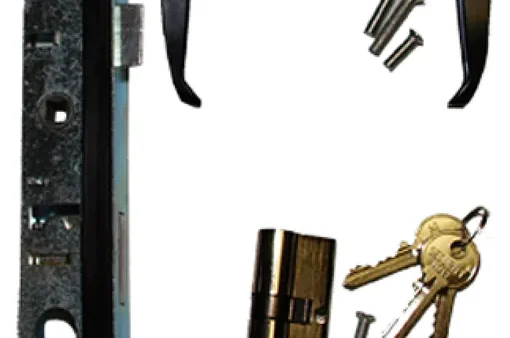 Portin lukkosetti neliöputkelle – vasara-avaimella, kahva ja ydin