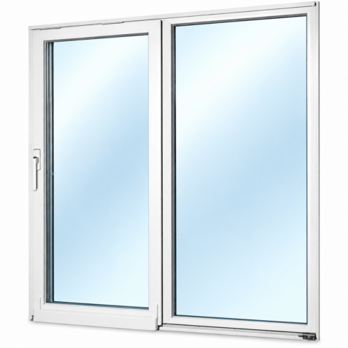 Valge klaaslükanduks valgel taustal Seicom Portal PSK 200Z A 3K – 3-lasinen PVC-liukuovi